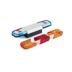 Light and sound module for toy trucks with blue, red, and orange attachments.