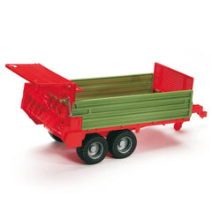 Bruder Stable Dung Spreader toy, red and green, with movable centrifuge barrel, compatible with Profi series tractors.