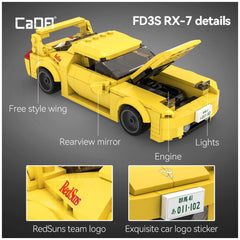 CaDA - Initial D Mazda RX-7 FD3S C55013W Yellow - Construction Set Toys