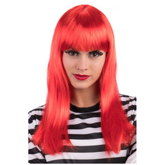 Carnival Toys - Long Smooth Red Wig With Fringe For Dress Up Fun - Pretend Professions And Role Playing