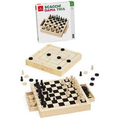Dal Negro - Tria Basic Wooden Board Games Set
