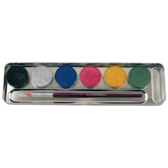 EULENSPIEGEL - 6 Pearlescent Colors Metal Palette with Brush - Professional Makeup