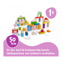 Eichhorn - Wooden Blocks in Bucket. 50 pcs. - Sorting & Stacking Toys