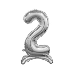 GODAN - Standing-Foil-Balloon-Digit-2-Silver-Party-Supply-Kits