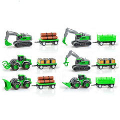 Ginmar - Construction Vehicle Playset With Trailers And Accessories - Friction-Powered
