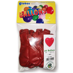 Globo - Palloncini a Cuore Rosso 25Cm - Confezione da 10