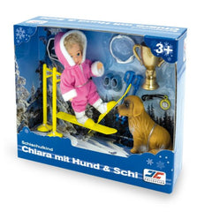 Jagerndorfer - Scuola di sci Kind Chiara Met Hond 12 cm - Bambole, Set da gioco e Figure giocattolo