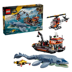 LEGO - Jurassic World Mosasaurus Dinosaur Boat Attack - Construction Set Toys 703 Pcs Age +7 - 77983
