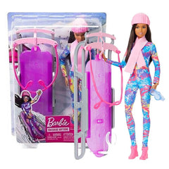 Mattel - Barbie Bambola Sport Invernali su Slitta - Giocattoli Figure e Set di Gioco