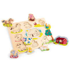 New Classic Toys - Puzzle a perni - 8 pezzi - Fattoria - Giocattoli per attività per bambini