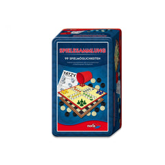 Noris - Collezione di 99 Giochi in Scatola di Metallo - Giochi da Tavolo - Edizione Tedesca - Giochi da Tavolo