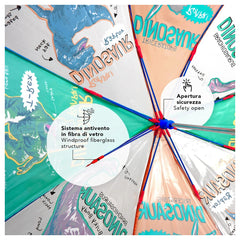 Perletti - Ombrelli - Ombrello Trasparente Dinosauro - 3-6 Anni - Sicurezza e Divertimento