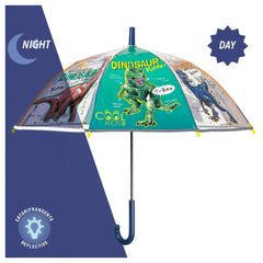 Perletti - Ombrelli - Ombrello Trasparente Dinosauro - 3-6 Anni - Sicurezza e Divertimento