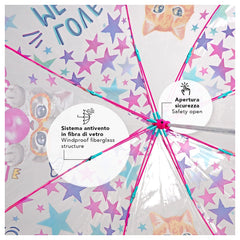 Perletti - Ombrelli - Ombrello a cupola gatto divertente - 3-6 Anni - Antivento