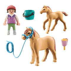 Playmobil Cavalli della Cascata Bambino con Pony e Puledro - 71498