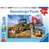 Ravensburger - Veicoli da Costruzione in Uso - 3x49 Pezzi - Puzzle