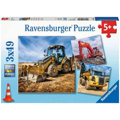 Ravensburger - Veicoli da Costruzione in Uso - 3x49 Pezzi - Puzzle
