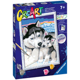 Ravensburger - Creart Cani Husky Carini - Pittura per Numeri - Arte e Fai da Te