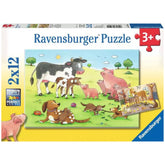 Ravensburger - Famiglie di Animali Felici - 2x12 Pezzi - Puzzle