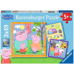 Ravensburger - Peppa Pig - La Famiglia e gli Amici di Peppa - 3x49 Pezzi - Puzzle