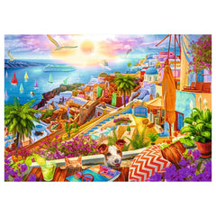 Trefl - 1000 Piece Puzzle - Premium Plus - Tea Time Visit Santorini - Puzzles Age +14 - TRF10842