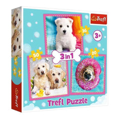 Trefl - 3 Puzzles in 1 - Puppies in the Bathroom - Puzzles Age +3 - TRF34845