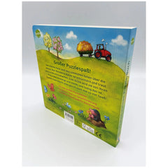 ARENA - Mein kleines Puzzle-Buch features a colorful cover with a tractor, flowers, and a peeking hedgehog, designed for chil