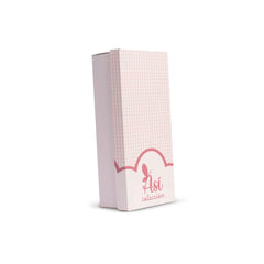 Pastel pink and white checkered box with "Así colección" logo in red, featuring a bunny motif.