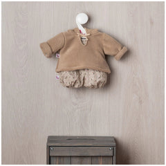 ASI Dolls outfit for 36cm doll featuring a soft, knitted light brown sweater with floral patterns on a hanger.