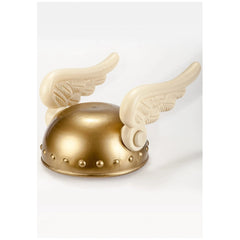 Asterix Viking helmet in gold with white wings, designed for fun role play and pretend professions.