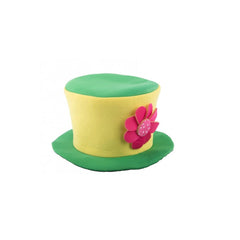 Carnival Toys - Cappello di stoffa verde e giallo con grande fiore rosa per divertimento in maschera - Professioni e giochi di ruolo