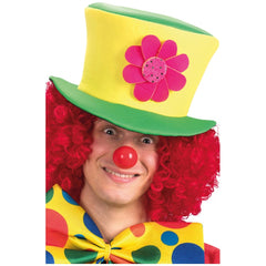 Carnival Toys - Cappello di stoffa verde e giallo con grande fiore rosa per divertimento in maschera - Professioni e giochi di ruolo