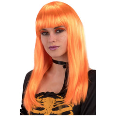 Carnival Toys - Parrucca Lunga Liscia Arancione per Divertenti Travestimenti e Gioco di Ruolo - Professioni Immaginarie e Gioco di Ruolo