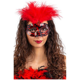 Carnival Toys - Maschera di plastica con piume rosse - Professioni e giochi di ruolo