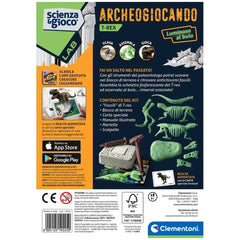 Clementoni Scienza E Gioco Lab - Archeogiocando - Giocattoli da gioco Tirannosaurus Rex che brillano al buio