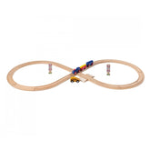 Eichhorn Train Track Playset with a colorful wooden train on curved tracks, perfect for childrens imaginative play.