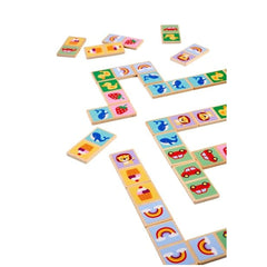 Eichhorn Wooden Domino Game features colorful, cartoon-themed wooden puzzle pieces arranged on a white background.
