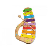Eichhorn xylophone featuring colorful wooden bars, cartoon handle, and mallet for playful musical fun.