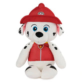 GUND Take Along Marshall plush toy features a white and black spotted dog wearing a red hat with a badge, sitting upright.