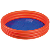 Happy People inflatable pool for kids, bright red with a blue interior and multiple interconnected rings, smooth glossy plast