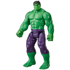 Hulk action figure in green with purple pants, showcasing muscular details and a front view for collectors.