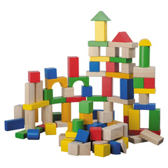 Johntoy - Blocchi di Legno 100 Pz - Giocattoli per Ordinare e Impilare