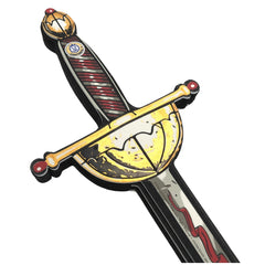 Liontouch Pirate Sword features a shiny metallic handle, reflective blade, and heart-shaped crossguard in red and gold with a