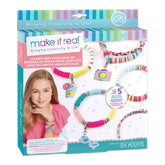 MAKE IT REAL Summer Vibes Heishi Bead Set in glossy blue packaging featuring colorful text and a girl with a pink top.