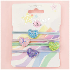 Nice - Set di 4 Elastici per Capelli Heartful - Cura Personale