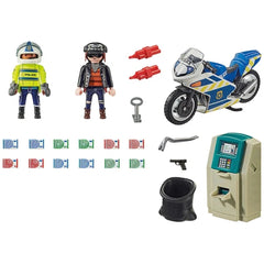 Playmobil City Action Police Motorcycle Pursuit Of The Money Robber - 70572