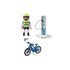 Playmobil Police-Bike-Patrol toy playset featuring multiple plastic toy figures in a front view layout.