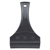 Gerda Ice Scraper in dark matte plastic with a handle and three snowflake symbols, designed for outdoor play equipment.