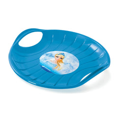 PROSPERPLAST Speed M Slider in blue glossy plastic featuring a central circular cutout and a character graphic in an ocean sc