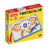 Quercetti FantaColor Tab Basic arts and crafts packaging features a glossy window, white cardboard with red and yellow accent